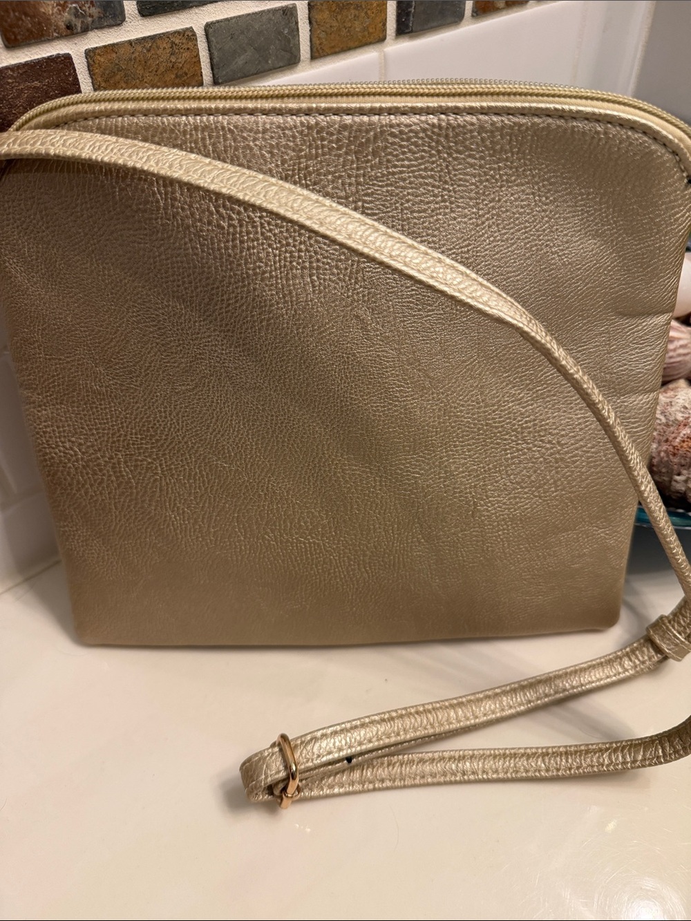 Malibu Skye Metallic Gold Crossbody with Tassel Zipper - Picture 5 of 5